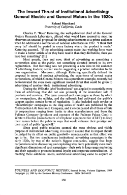 The Inward Thrust of Institutional Advertising: General Electric and