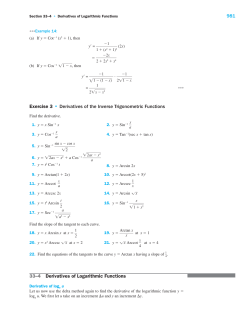 981 Exercise 3 Derivatives of the Inverse Trigonometric Functions