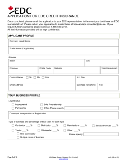 Application for Credit Insurance - Export Development Canada (EDC)