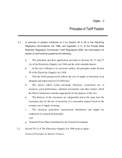 Principles of Tariff Fixation - Punjab State Electricity Regulatory