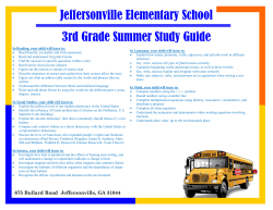 Jeffersonville Elementary School 3rd Grade Summer Study Guide