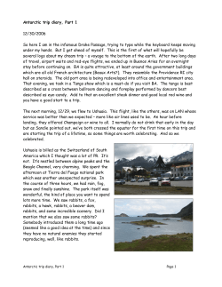 Antarctic trip diary, Part 1 12/30/2006 So here I am in the infamous