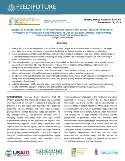 Stages of Transformation in Food Processing and Marketing