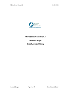 Excel Journal Entry - University of Maine System