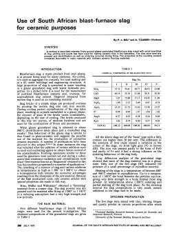 Use of South African blast-furnace slag for ceramic purposes