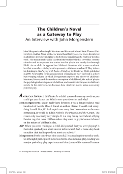 The Children`s Novel as a Gateway to Play: An Interview with John