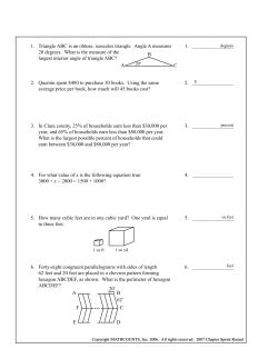1. Triangle ABC is an obtuse, isosceles triangle. Angle