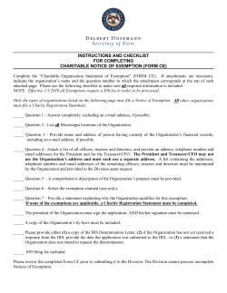 Charity Exemption Form - Mississippi Library Commission