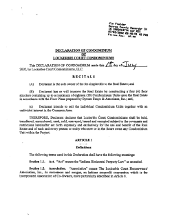 This DECLARATION OF CONDOMINIUM made this I~day or:::ru. "1