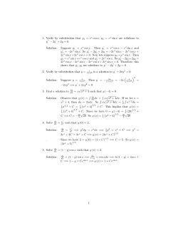 1. Verify by substitution that y1 = ex cos x, y2 = ex sin x are solutions