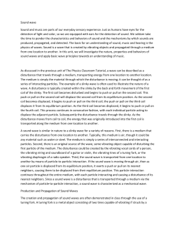 Sound wave Sound and music are parts of our