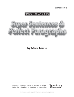 Super Sentences and Perfect Paragraphs