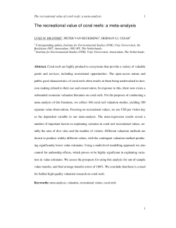 The recreational value of coral reefs: a meta-analysis
