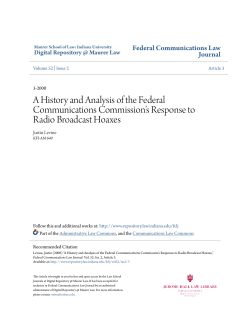 A History and Analysis of the Federal Communications