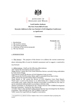 Lord Justice Jackson speech: The New Form Bill of Costs