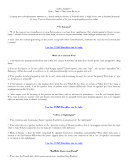 Kubus English 4 Keats, Poems &ndash; Discussion Prompts Each group