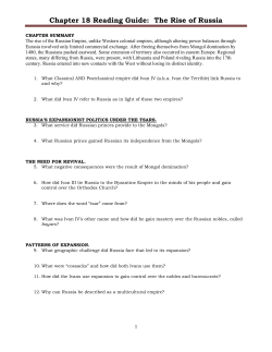 Chapter 18 Reading Guide: The Rise of Russia