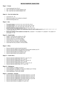 maths passport objectives