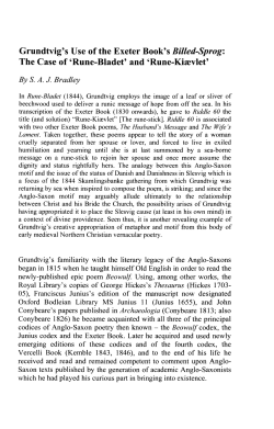 Grundtvig`s Use of the Exeter Book`s Billed-Sprog