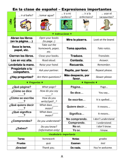 A En la clase de espa&ntilde;ol &ndash; Expresiones importantes