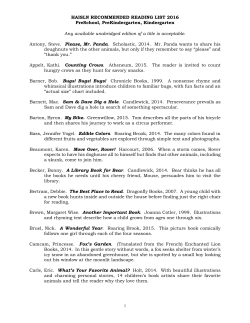 HAISLN RECOMMENDED READING LIST 2016 PreSchool