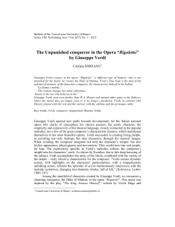 The Unpunished conqueror in the Opera &ldquo;Rigoletto&rdquo; by Giuseppe