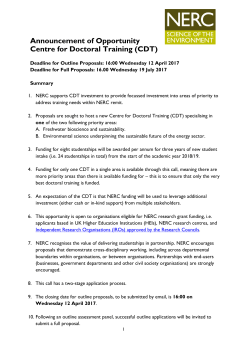 Announcement of Opportunity Centre for Doctoral Training