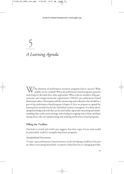 A Learning Agenda - pbf network project
