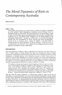 The Moral Dynamics of Riots in Contemporary Australia