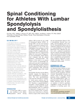 Spinal Conditioning for Athletes With Lumbar Spondylolysis and