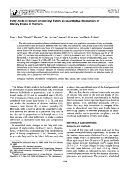 Fatty Acids in Serum Cholesteryl Esters as Quantitative Biomarkers