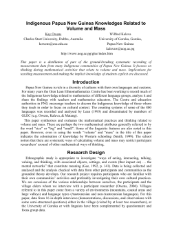 Indigenous Papua New Guinea Knowledges Related to Volume and
