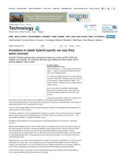 Investors in sleek hybrid sports car say they were conned