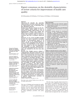 Expert consensus on the desirable characteristics of review criteria