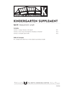 kindergarten supplement - The Math Learning Center