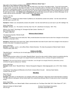Citations Reference Sheet Topic 1 Help with In