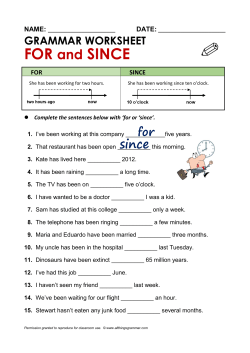 FOR and SINCE - All Things Grammar