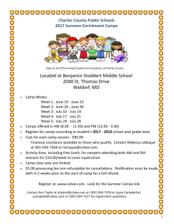 Located at Benjamin Stoddert Middle School 2040 St. Thomas Drive