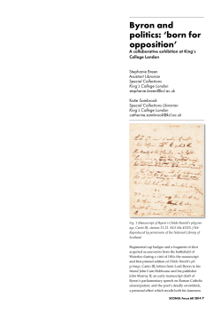 Byron and politics: `born for opposition`