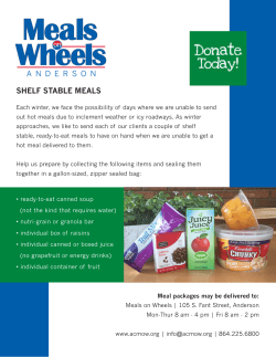 shelf stable meals - Meals on Wheels Anderson, SC
