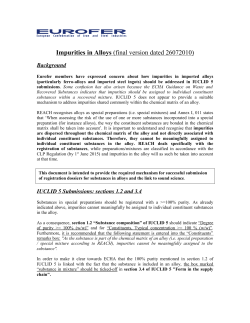 Eurofer Impurities in Alloys [final version 26/07/2010]
