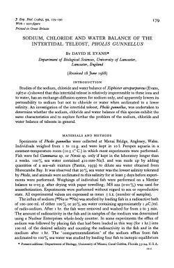 sodium, chloride and water balance of the intertidal teleost, pholis