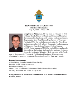 BIOGRAPHICAL INFORMATION Priesthood Ordination May 10