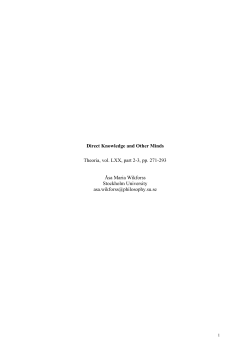 "Direct Knowledge and Other Minds". Theoria, (2004), LXX