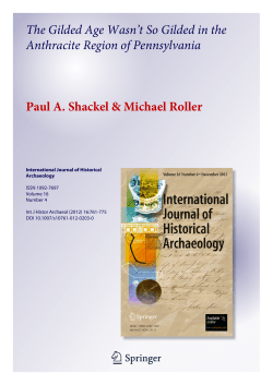 The Gilded Age Wasn`t So Gilded in the Anthracite Region of