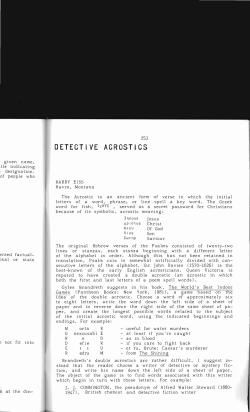 Detective Acrostics - Digital Commons @ Butler University