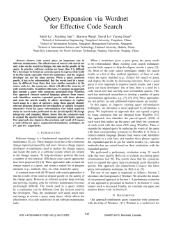 Query Expansion via Wordnet for Effective Code Search
