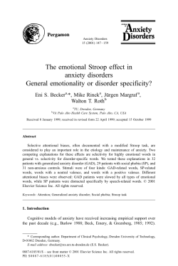 The emotional Stroop effect in anxiety disorders General