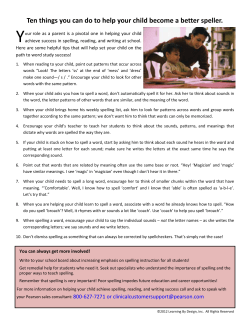 Ten Things Parents Can do to Improve Spelling