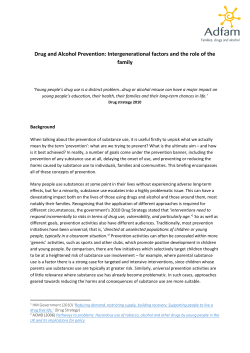 Drug and Alcohol Prevention: Intergenerational factors and